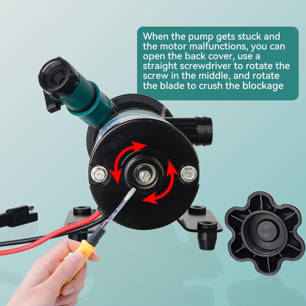 RV sewage pump,Portable Smash Waste Pump, 12V, 12GPM, low noise, suitable for RVs, yachts, kitchens, bathrooms, with quick release capability