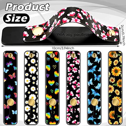Image of Weewooday 6 Pieces Phone Grip Holder Cell Phone Grip Strap Telescopic Finger Strap Stand Universal Finger Kickstand for Most Smartphones(Vibrant Color,Floral)