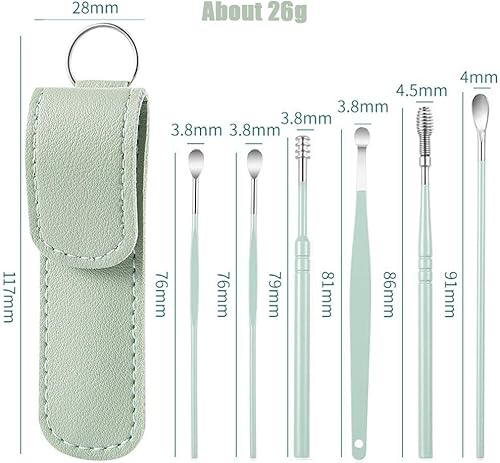 Miniatura 30 de Kit de 6 piezas de eliminación de cera de oído, juego de herramientas de limpieza de oídos, limpiador de cuuretas de oídos, diseño en espiral de Azul