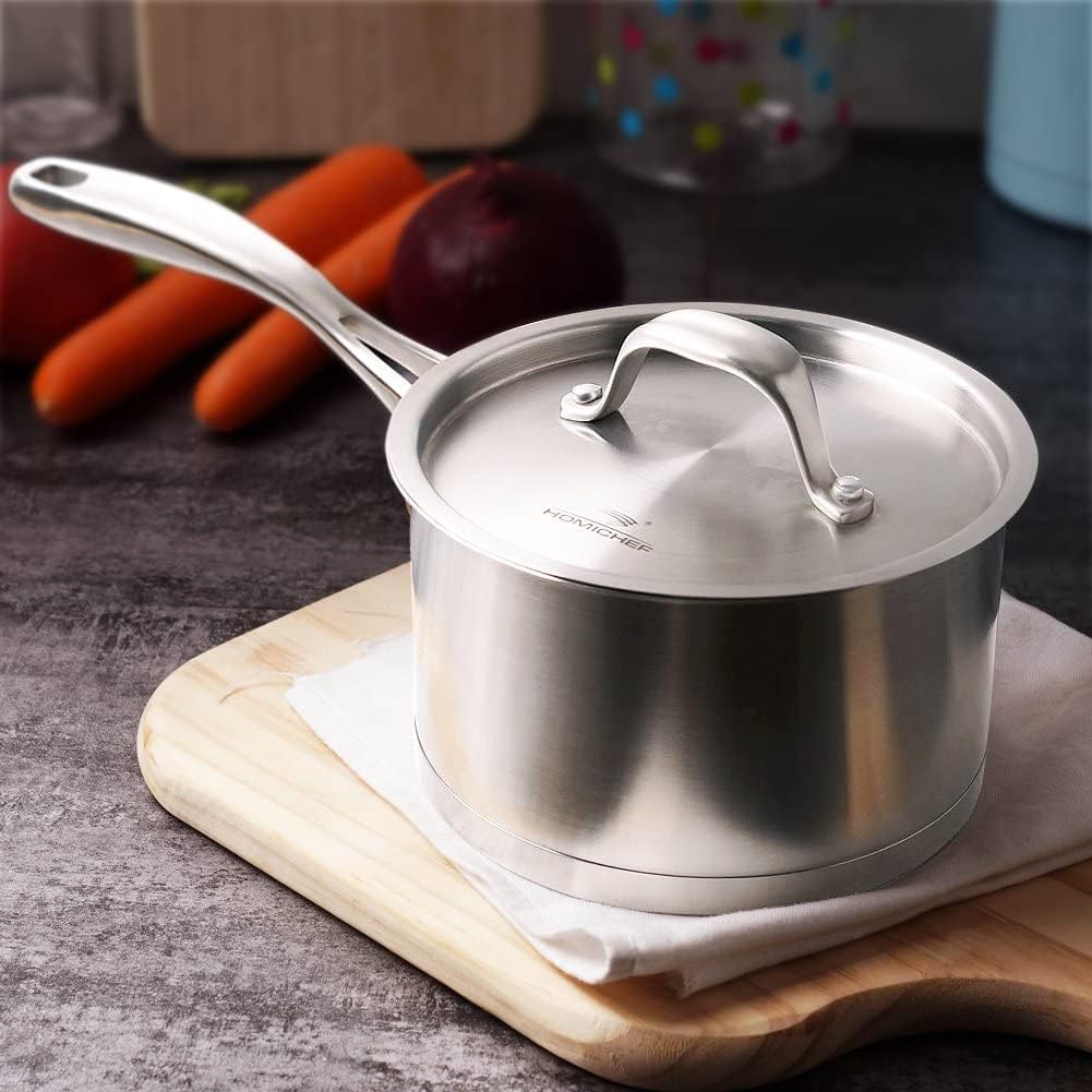HOMICHEF Matte Polished NICKEL FREE Stainless Steel 1.75 QT