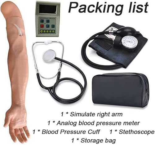 Miniatura 6 de GHDE&amp;MD Modelo de simulador de brazo de entrenamiento de presión arterial de tamaño real para habilidades básicas de enfermería, maniquíes de