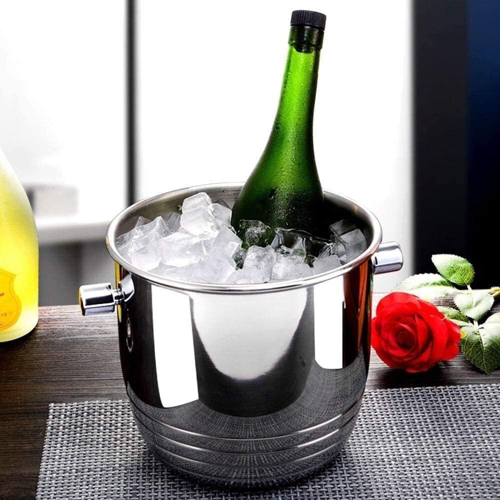 Ice Bucket,Ice Bucket with Lid and Ice Tongs,Ice Bucket,Party Ice Buckets Large Drinks Bucket Stainless Steel Ice Bucket Wine Chiller