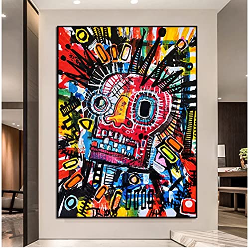 Danjiao Jean Michel Basquiat Graffiti Arte Lienzo Pintura Al Óleo Obra De Arte Cartel Abstracto E Impresiones Cuadro De Arte De Pared Para Decoración De Sala De Estar Sala De Estar Decor 60x90cm Cover