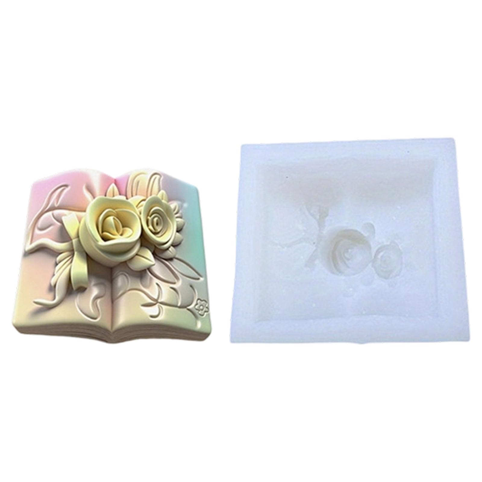 Kalttoy Artistics Rose and Book Theme Silicone for Soap Candy Creation Artisanal Silicone