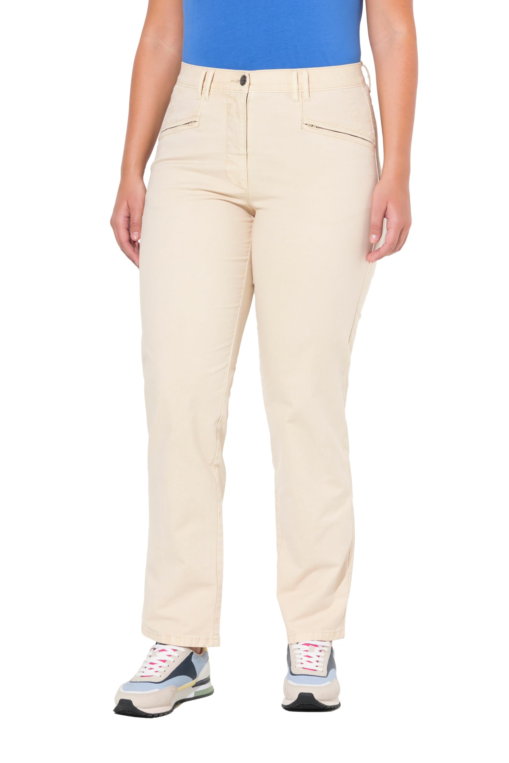 Ulla Popken Damen große Größen Übergrößen Plus Size Hose Mony, konisches Bein, Zipptaschen, Stretch 837744