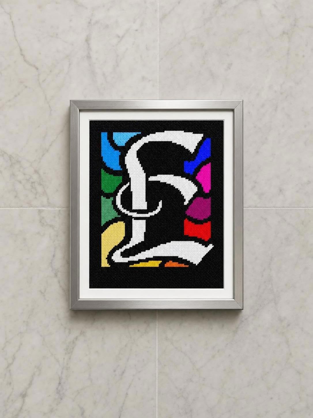 Pepita Needlepoint Canvas: Letter E White Stained Glass, 7" x 8"