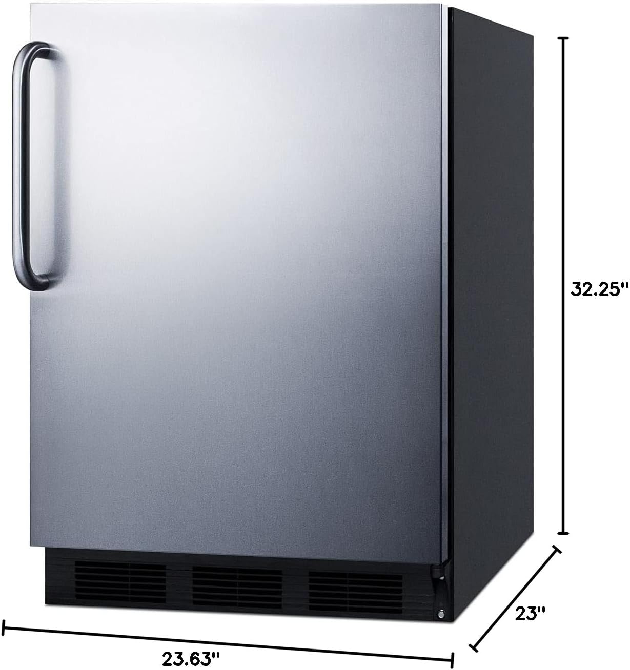 Summit FF63BKTB 24 Inch Wide 5.5 Cu. Ft. Compact Refrigerator with Adjustable Shelves and Towel Bar Handle - Stainless Steel
