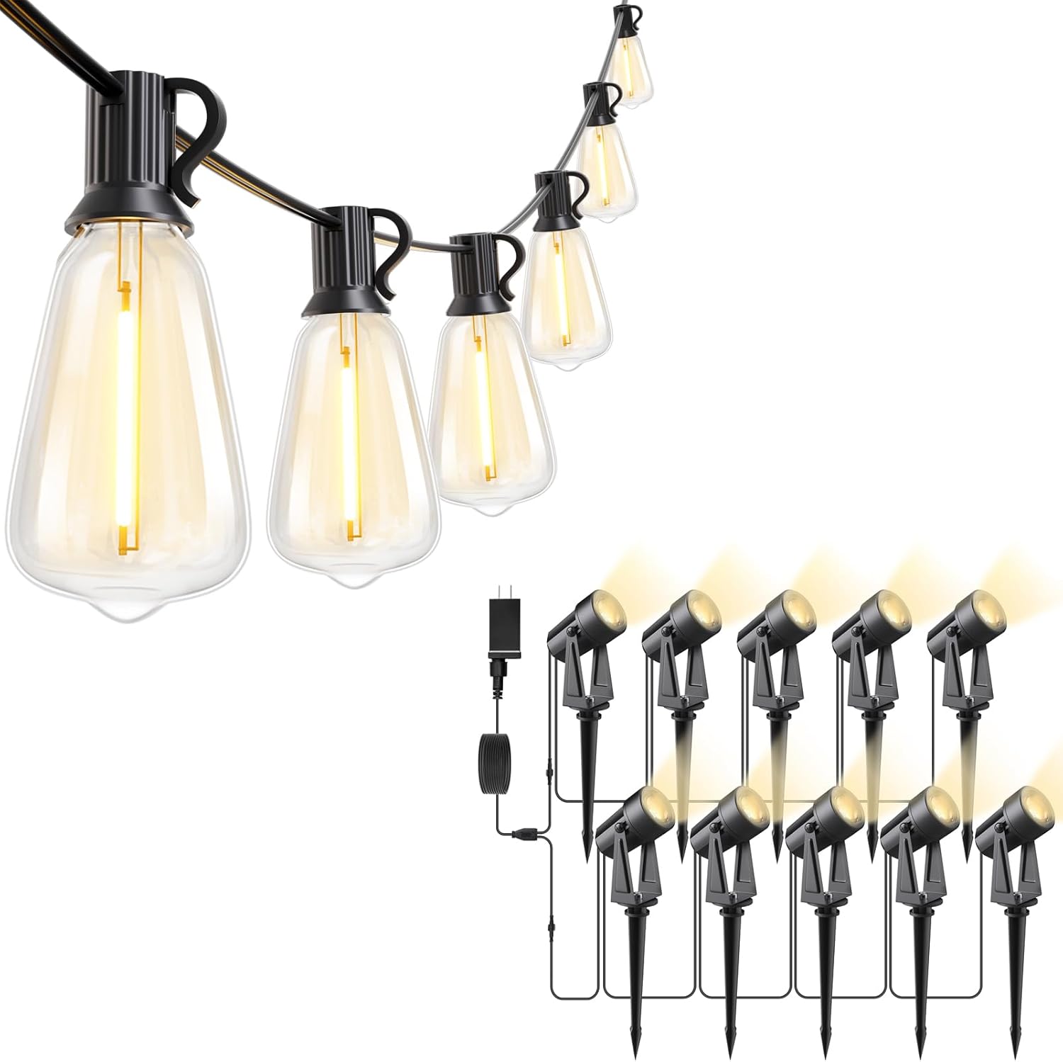 Svater Outdoor String Lights 200 FT with Landscape Lighting Low Voltage 10 Pack for Patio Outside Bistro Backyard