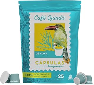 Café Quindío Kaffeekapseln - kompatibel mit Nespresso, 100% Arabica, Specialty Coffee, Kolumbien, Mittlere Röstung - Nachhaltig und Kompostierbar, 25 Kapseln/Beutel