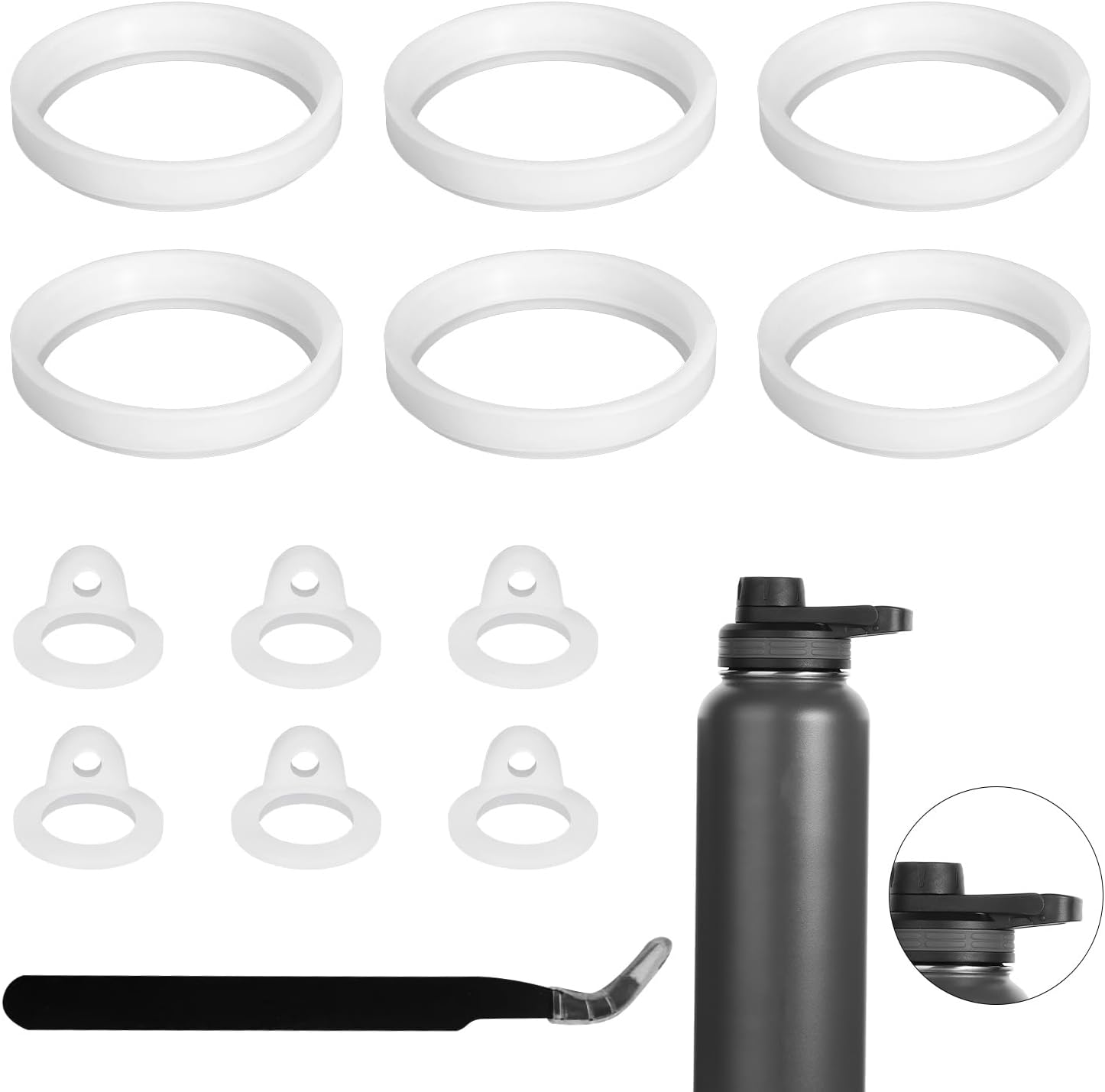 13pcs Water Bottle Lid Replacement for Thermoflask 24/32/40/64oz, Straw Gasket