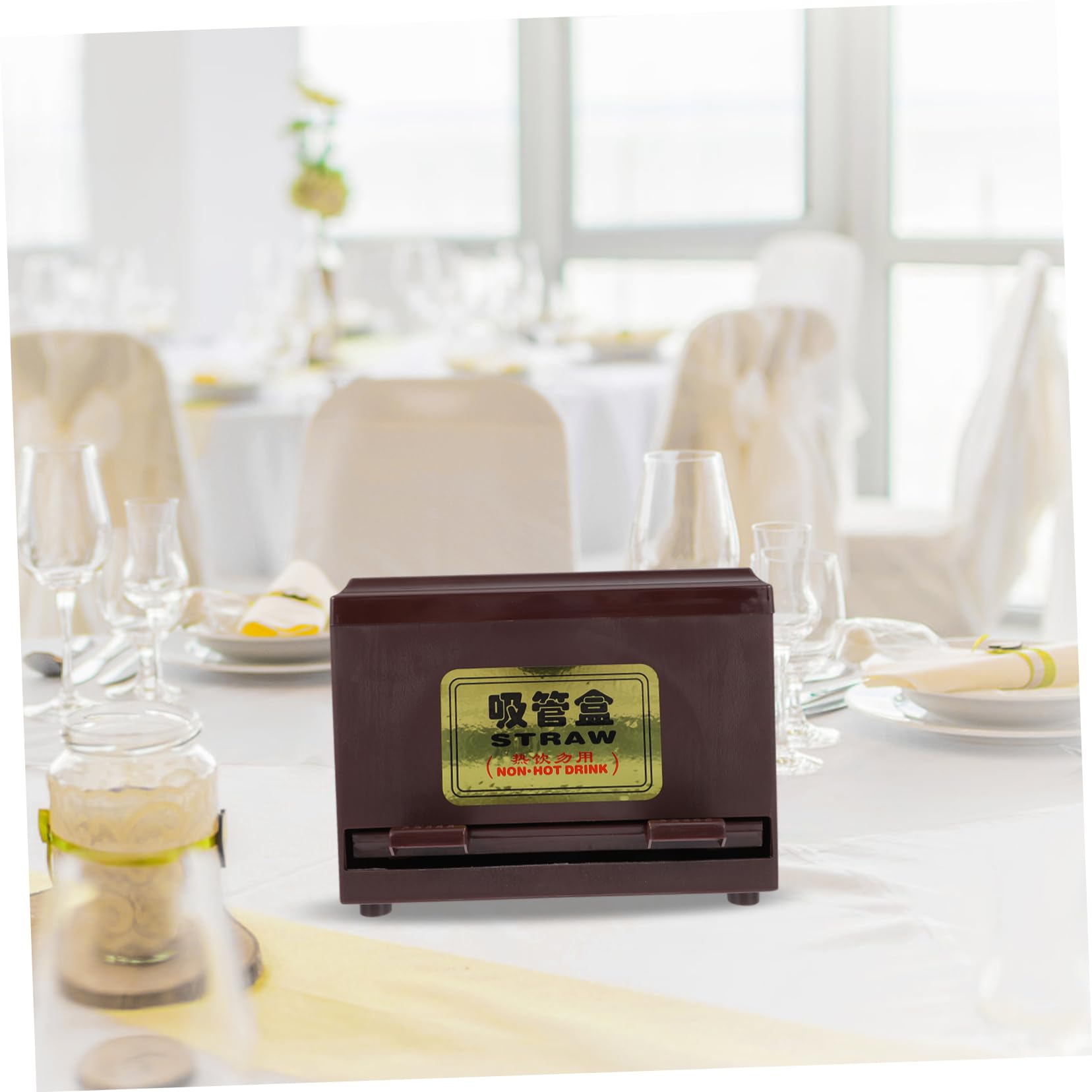 STOBAZA Straw Container Straw Dispenser Lid Easy to Use for Fast Food Restaurant