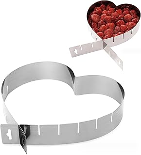 Stainless Steel Heart Shaped Cake Pan Adjustable Mousse Ring Cookie Cutter 6 Inch -10 Inch Cake Mold Baking Cake Mold, Heart Shaped Cake Pan, Family Birthday Party Christmas Baking Tool 8 Inch