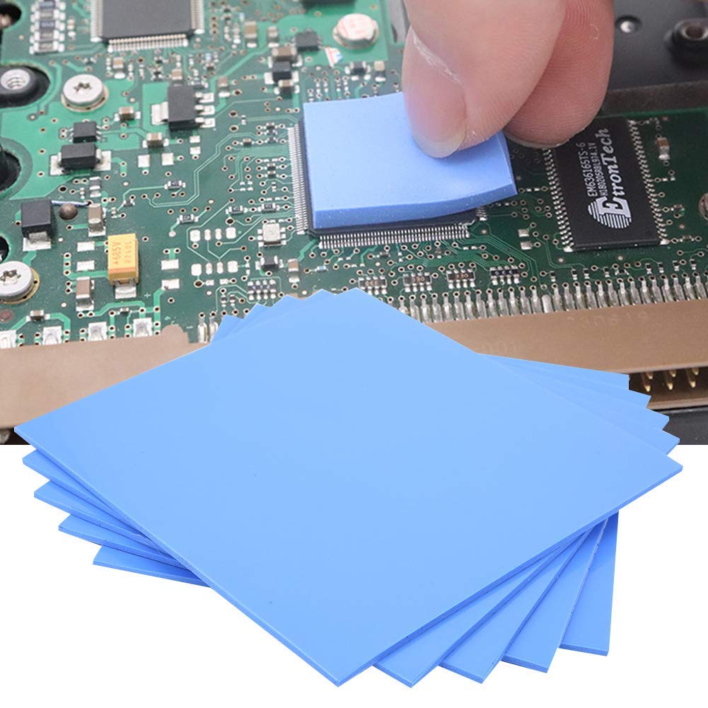 Walfront 5 pz Pad Termici in Silicone 100x100x1.5mm Alta Conducibilità Termica 6W/MK per CPU GPU Dissipazione Calore