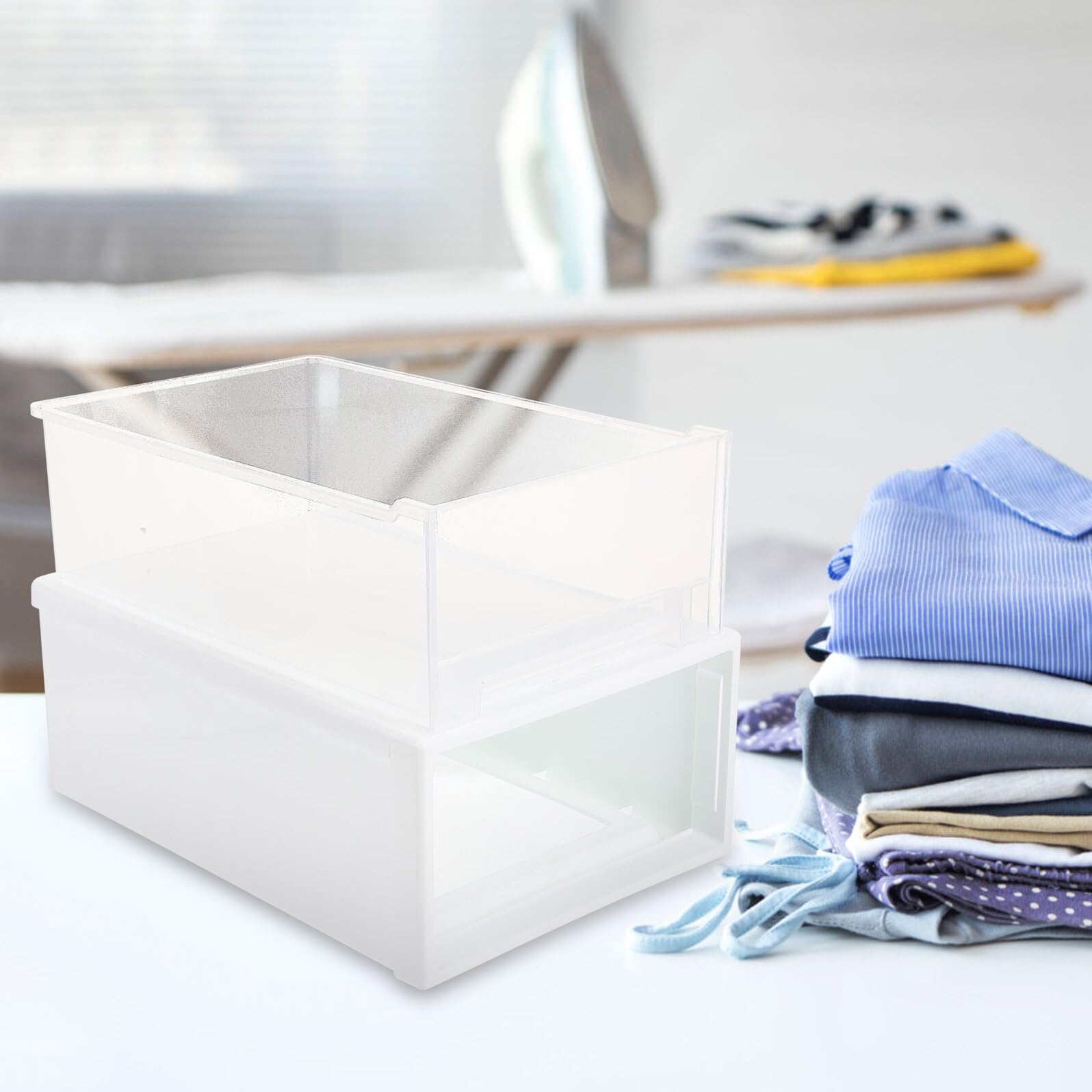 Baluue Weiße Kunststoff Aufbewahrungsbox mit Schubladen, Groß für Kleidung | 13l Fassungsvermögen, Geeignet für Socken und Bhs, zum Ordnen von Schrankinhalten