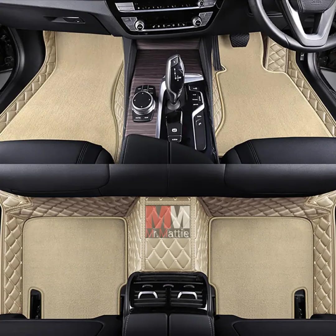 Mr Mattie 7D Car Floor Mat for Mercedes Benz EQS 580 | 7D Premium Faux Leather II Luxury Mat II 7 Layer Protection | Custom Fitted Car Floor Tray Mats - (Beige)-image-40