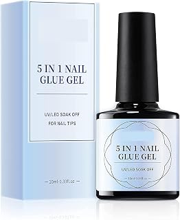 Builder Gel, Builder Base, 5 In 1 Nail Builder Gel in a Bottle 10ml Top Coat Base Strengthening Gel Clear UV Nail Polish for Nails Tips & Extensions, Nail Decals & Jewels, Broken Nails Repair