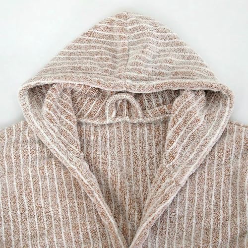 Peignoir à capuche unisexe à rayures peignoir de bain nuit confortable - 3