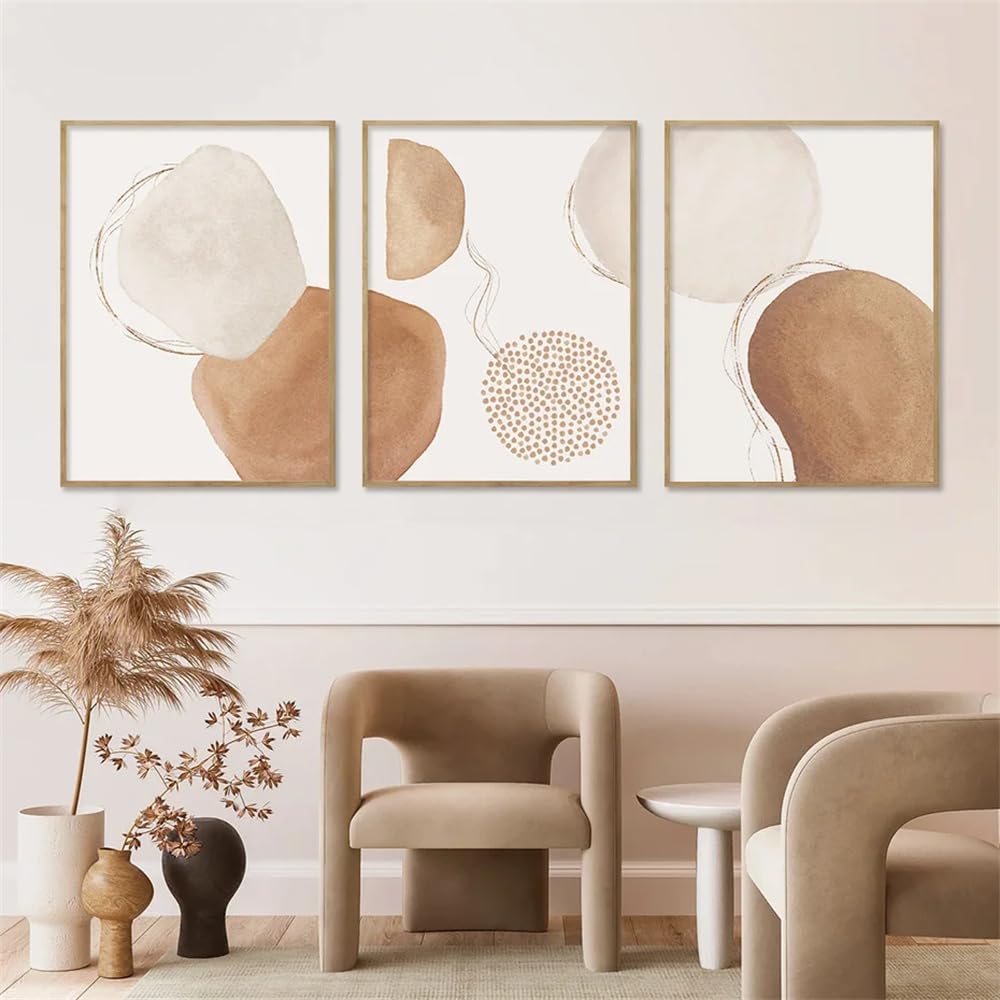 WUHBCZ Canvas Paints-Boho Beige Abstract Geometric Posters Watercolor Wall Art Mural Canvas Painting Prints Pictures Modern Living Room Interior Home Decor-60 * 70cm/3PCS (No Frame)