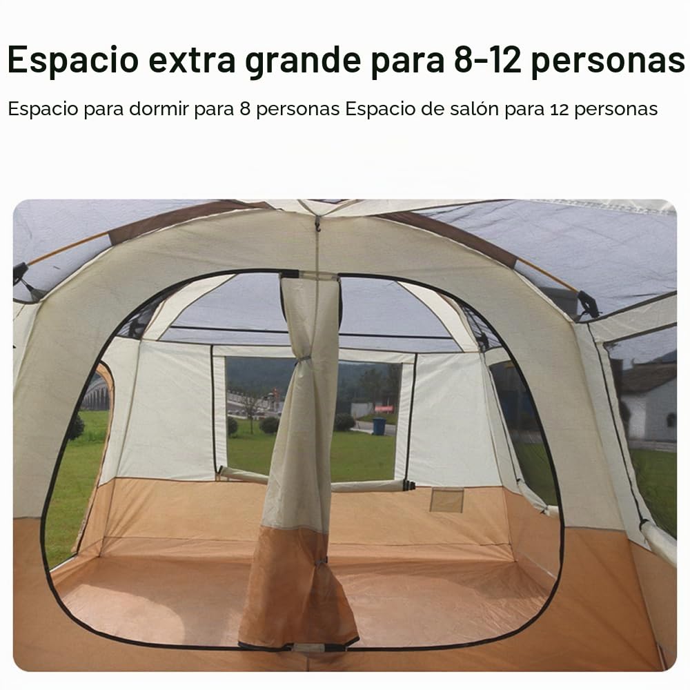 Tienda de campaña de Viaje con 2 Habitaciones Tienda de campaña Familiar Grande Transpirable y Resistente a la Lluvia para 6-8 Personas Acampar al Aire Libre Senderismo Mochilero Playa