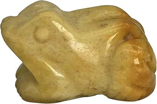 Miniatura 2 de Fekuar Estatua de rana de piedra de jade amarillo, decoración de bolsillo de animales de cristal curativo de 1.5 pulgadas