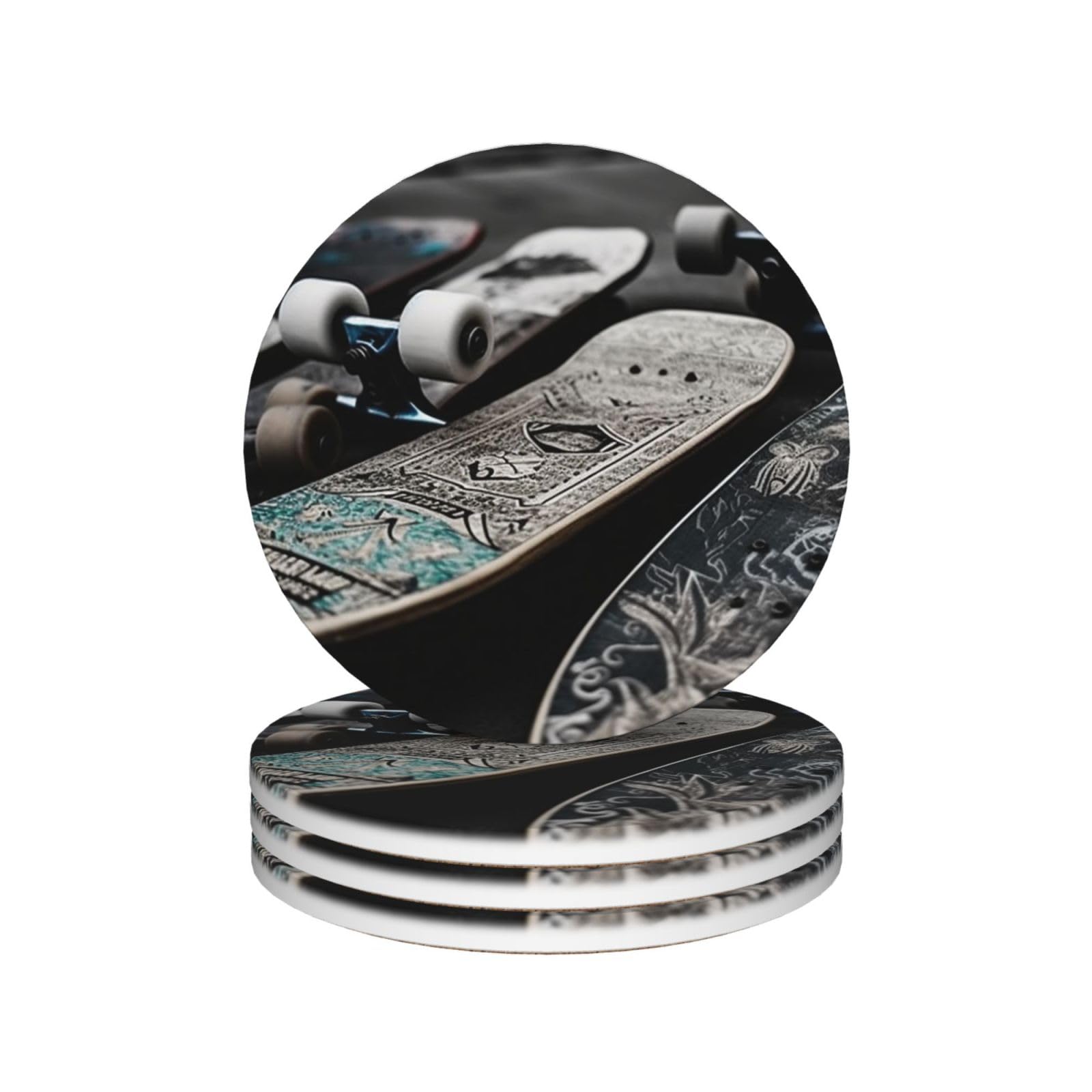 Dessous de verre pour table basse en céramique style patins à roulettes