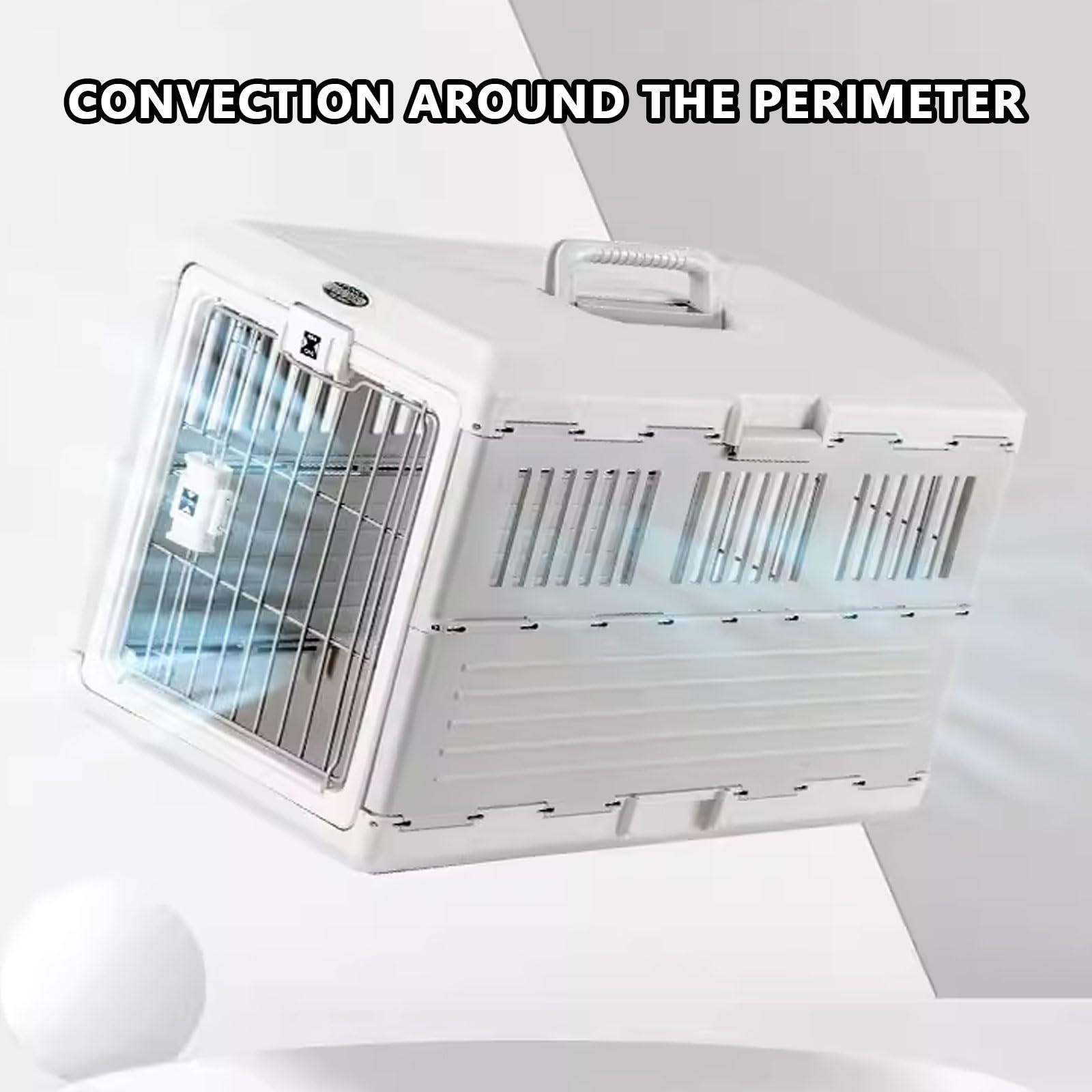 Gabbia per cani pieghevole con design di ventilazione, realizzata in materiale PP, include tracolla, ruote e maniglia per cani e gatti di piccola taglia