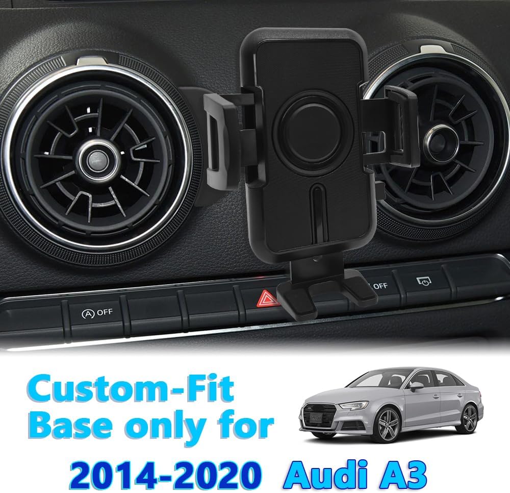 WAAPAK Car Phone Holder Mount 2014-2020 Audi A3 S3 RS3 8V Auto Accessories Interior Decoration Smartphone Thick Case Cradles Navigation Bracket iPhone (Audi-A3-14-20)