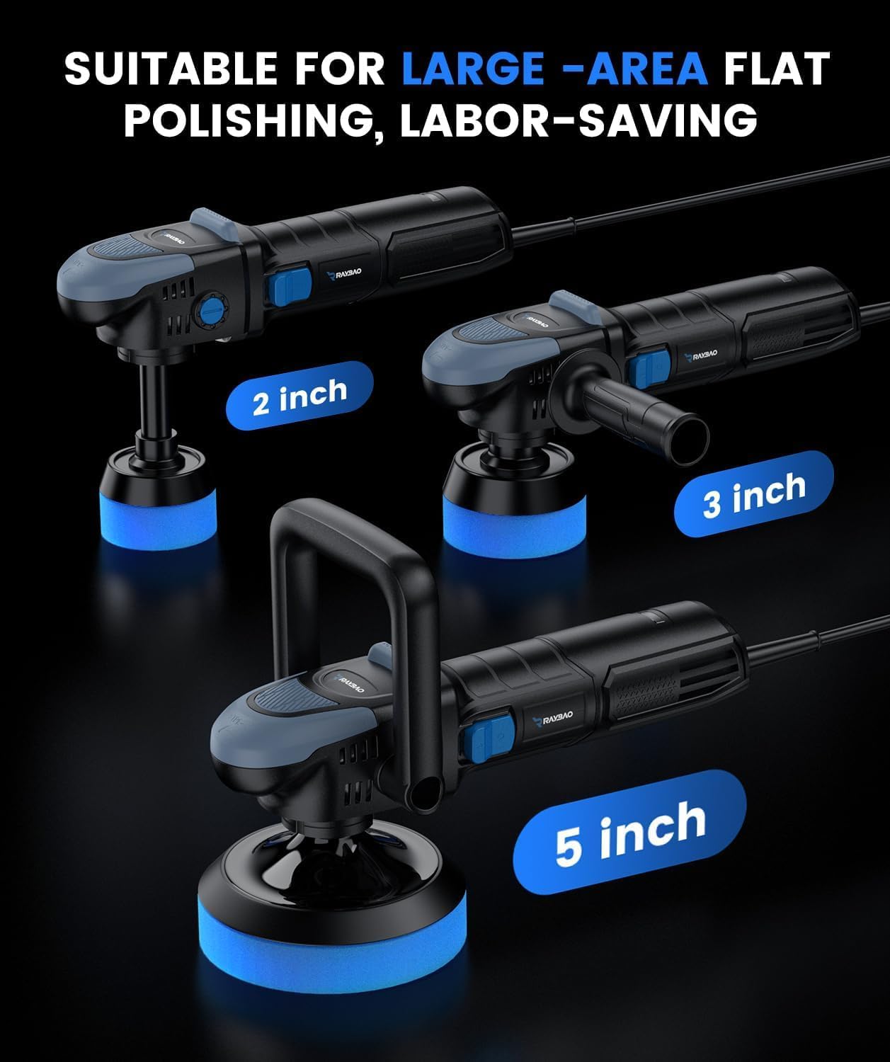 Mini Buffer Polisher, 750W Rotary Polisher with 27Pcs Accessories, Mini Polishing Machine 2/3/5inch Backing Plate, 6 Speeds 800-2800 RPM, M16 Thread Extension Shaft