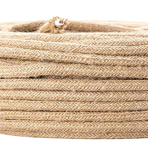Textilkabel für Lampe 5m, Stoffkabel Stromkabel 3-adrig Leinen Jute Lampenkabel Kabel Textil überzogen Textil Elektrokabel Hanfkabel Stoffkabel Cover