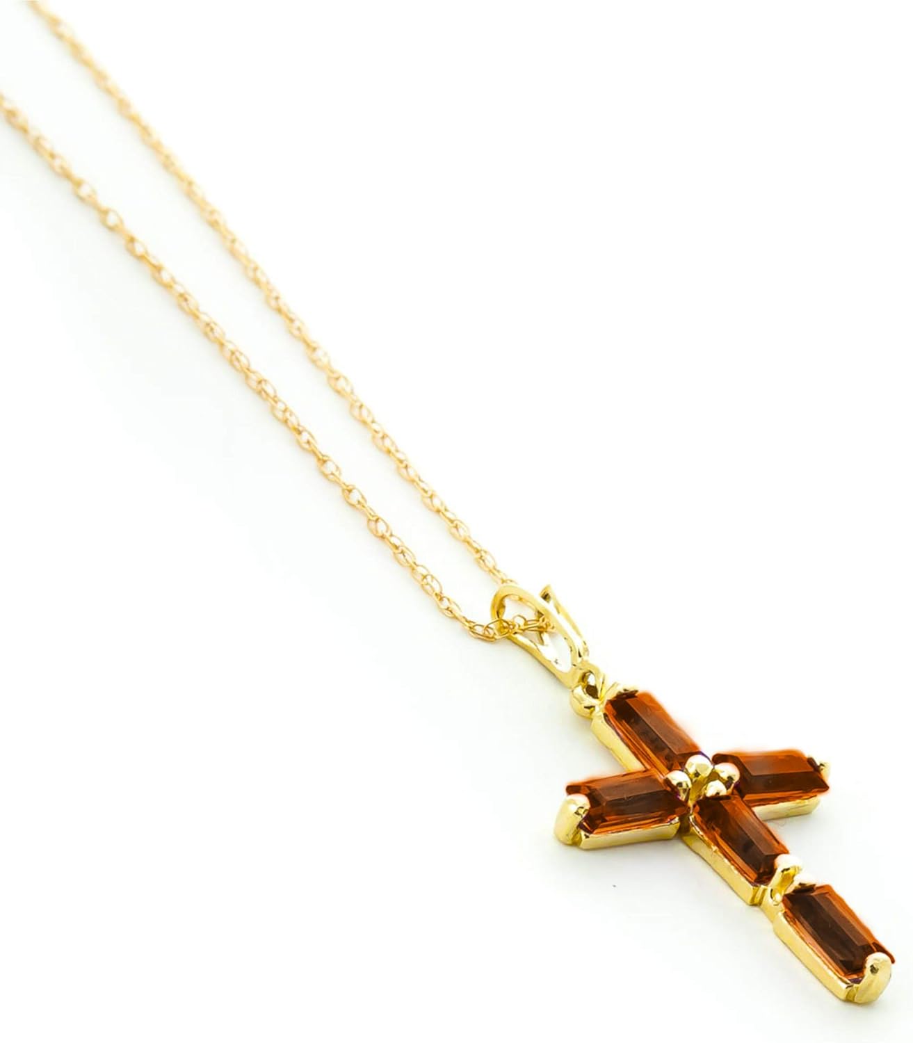 Galaxy Gold GG 14k Solid Gold 18" Necklace with Garnets Cross Pendant - Image 3