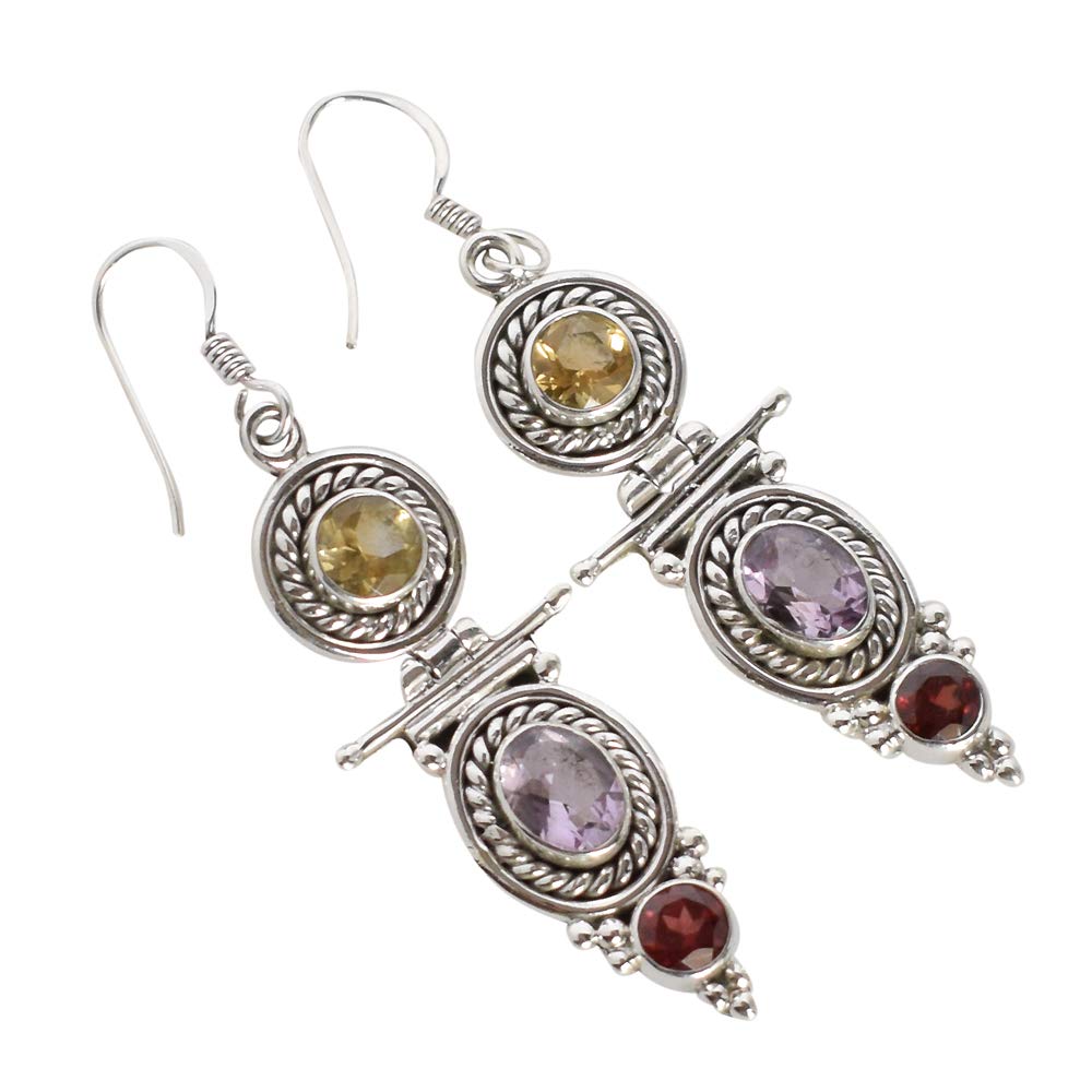 Boucles d'oreilles Améthyste et Grenat, le cadeau d'anniversaire idéal - 6