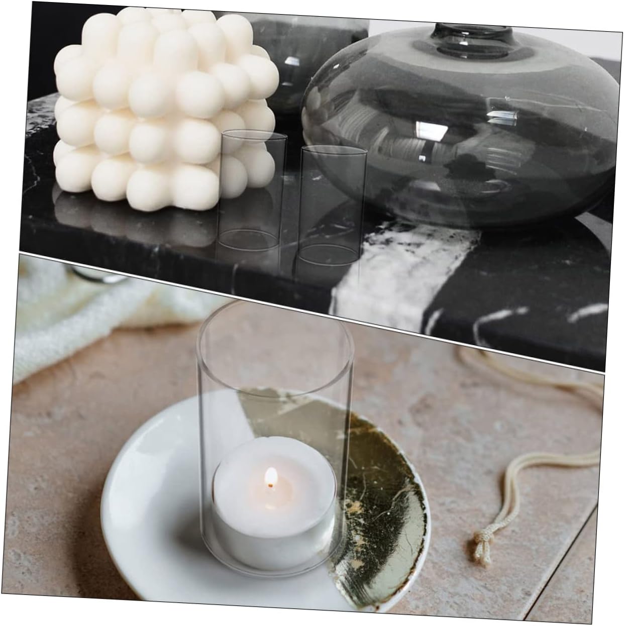 Cabilock Candle Cover Decor Accessories 4 Pack Glass Craft Candle Shades Protective Windproof