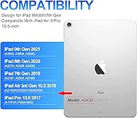 Vista 2 de Funda con teclado táctil para iPad de 9ª/8ª/7ª generación de 10.2 pulgadas, Pro 10.5, Air 3ª generación, funda inteligente con soporte para lápices