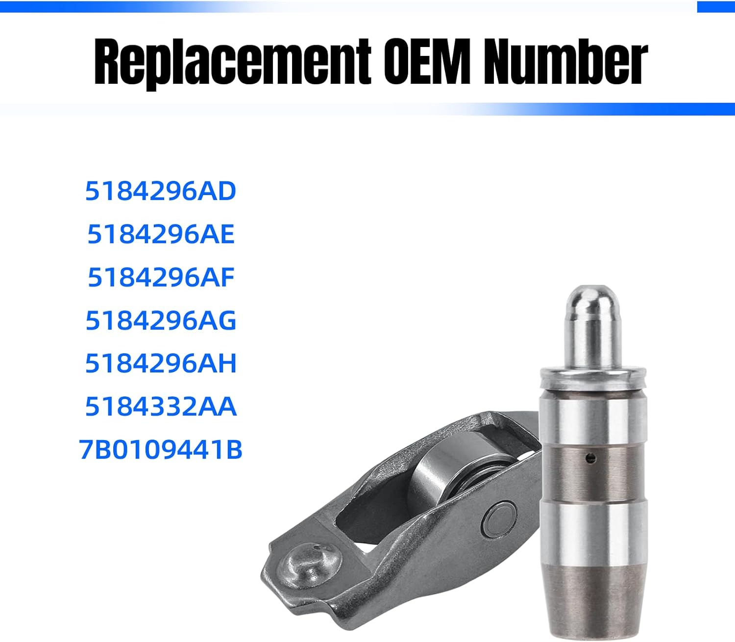 53020742AC 53021077 16pcs Valve Lifter & 16pcs Rocker Arms Kit Compatible With Dodge Nitro,Durango,Dakota;Chrysler Aspen;Jeep Liberty Grand Cherokee Commander 3.7L 4.7L