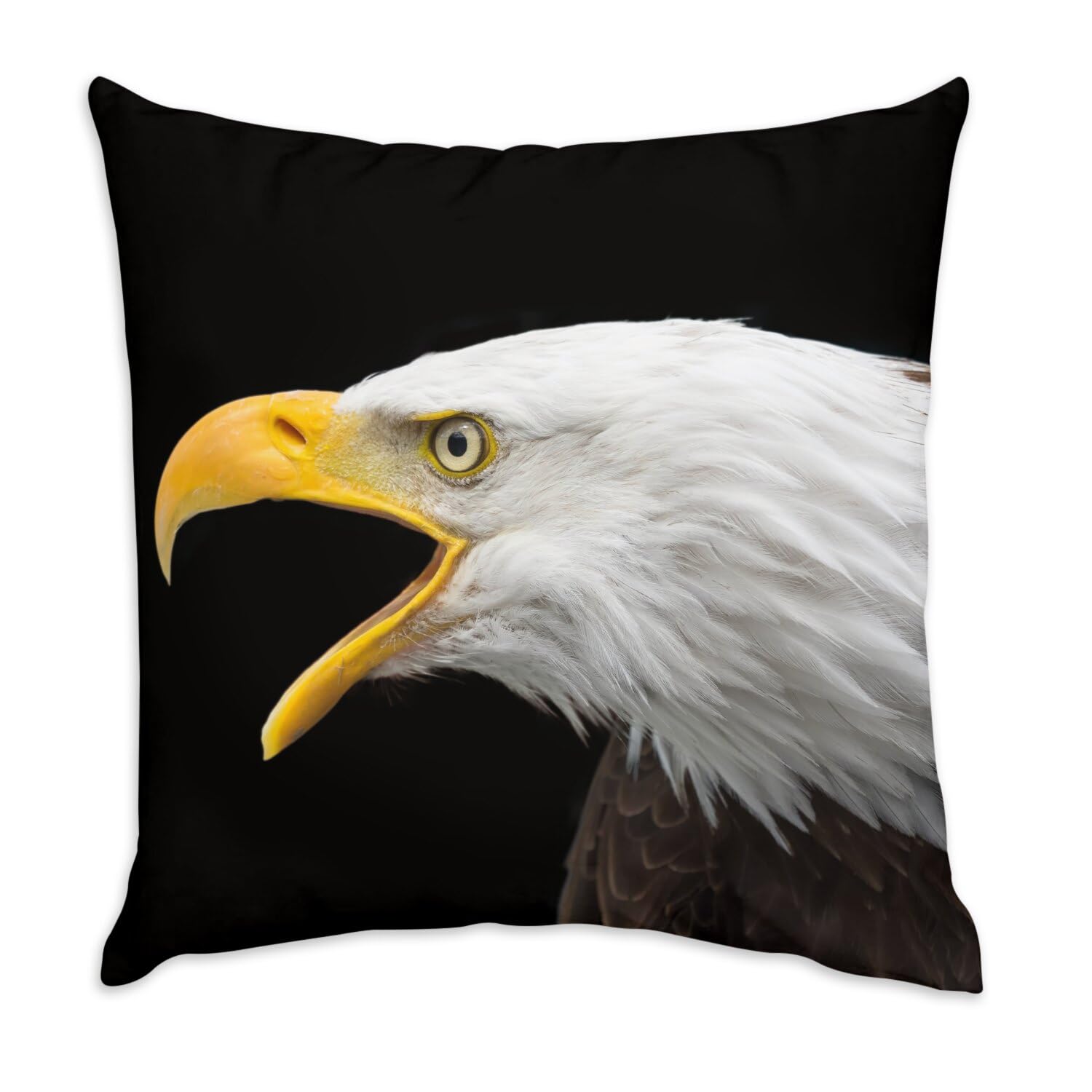 Coussin en velours blanc avec aigle pygargue sauvage 40x40