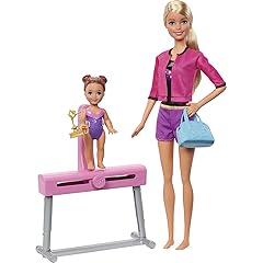 Barbie Careers Playset, Gymnastics Coach Doll, Student Small Doll, Balance Beam with Clip & Sliding Mechanism, Plus Accessories