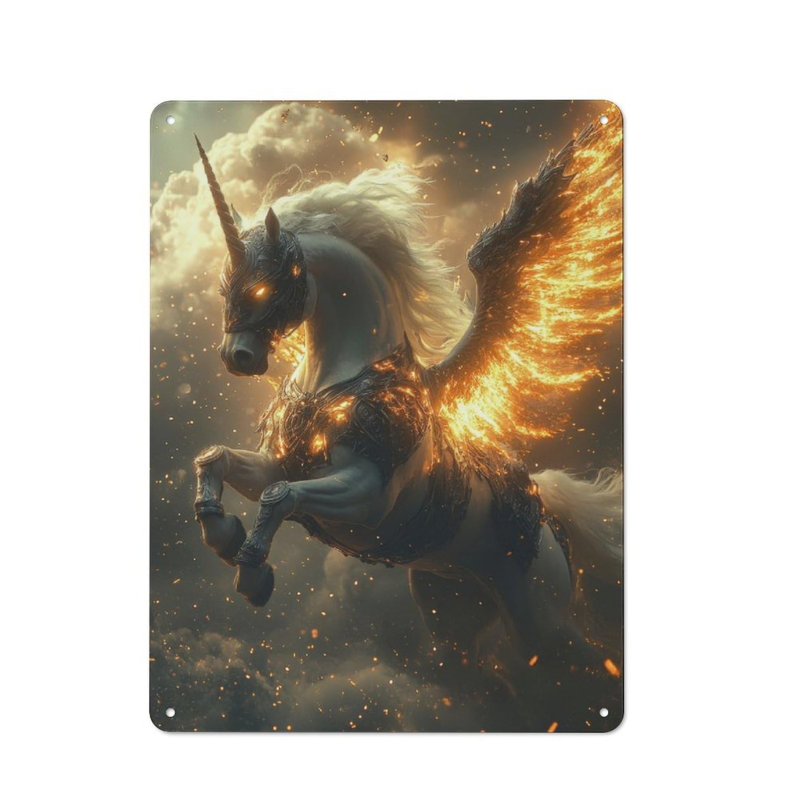 Junmoney Fiery Winged Unicorn Vintage Tin Sign 40X30cm With For Guest Room Or Hallway, Suited To Wall Displays In Guest Rooms And Hallways