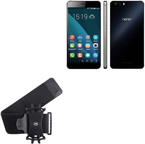 BoxWave Holster Compatible with Huawei Honor 6 Plus - ActiveStretch Sport Armband, Adjustable Armband for Workout and Running - Jet Black
