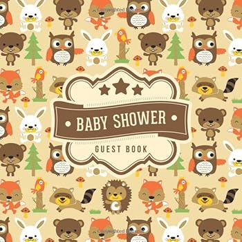 Baby Shower Guest Book: Woodland Owl Fox Hedgehog Animal Pattern | + BONUS Gift Tracker Log | Keepsake Guestbook | Advice Wishes and Predictions