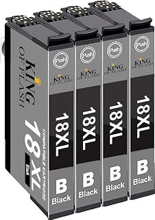 KING OF FLASH Compatible Ink Cartridges for Epson 18 18XL High Yield Replacement Inks for Expression Home XP305, XP202, XP205, XP 215, XP225, XP315, XP 402, XP405, XP 422, XP415, XP 425, XP 102 4-BLK