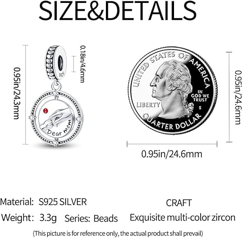 Miniatura 3 de Pandach Abalorios de plata de ley 925 con cuentas de madre para mujer, pulsera y collar, pulsera para el día de la madre, regalos para mamá y amigos