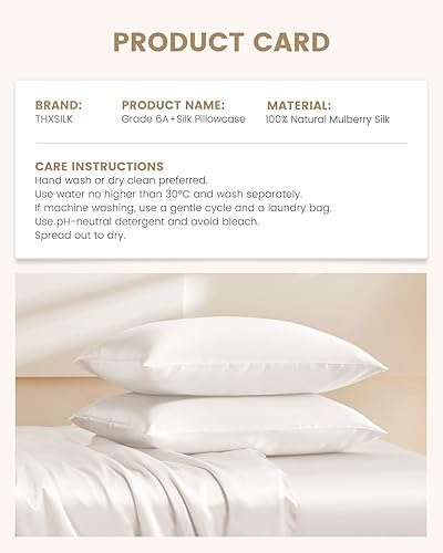 Miniatura 81 de THXSILK Funda de almohada de seda de morera 100% natural para cabello y piel, tamaño estándar de 20 x 26 pulgadas, funda de almohada de seda suave