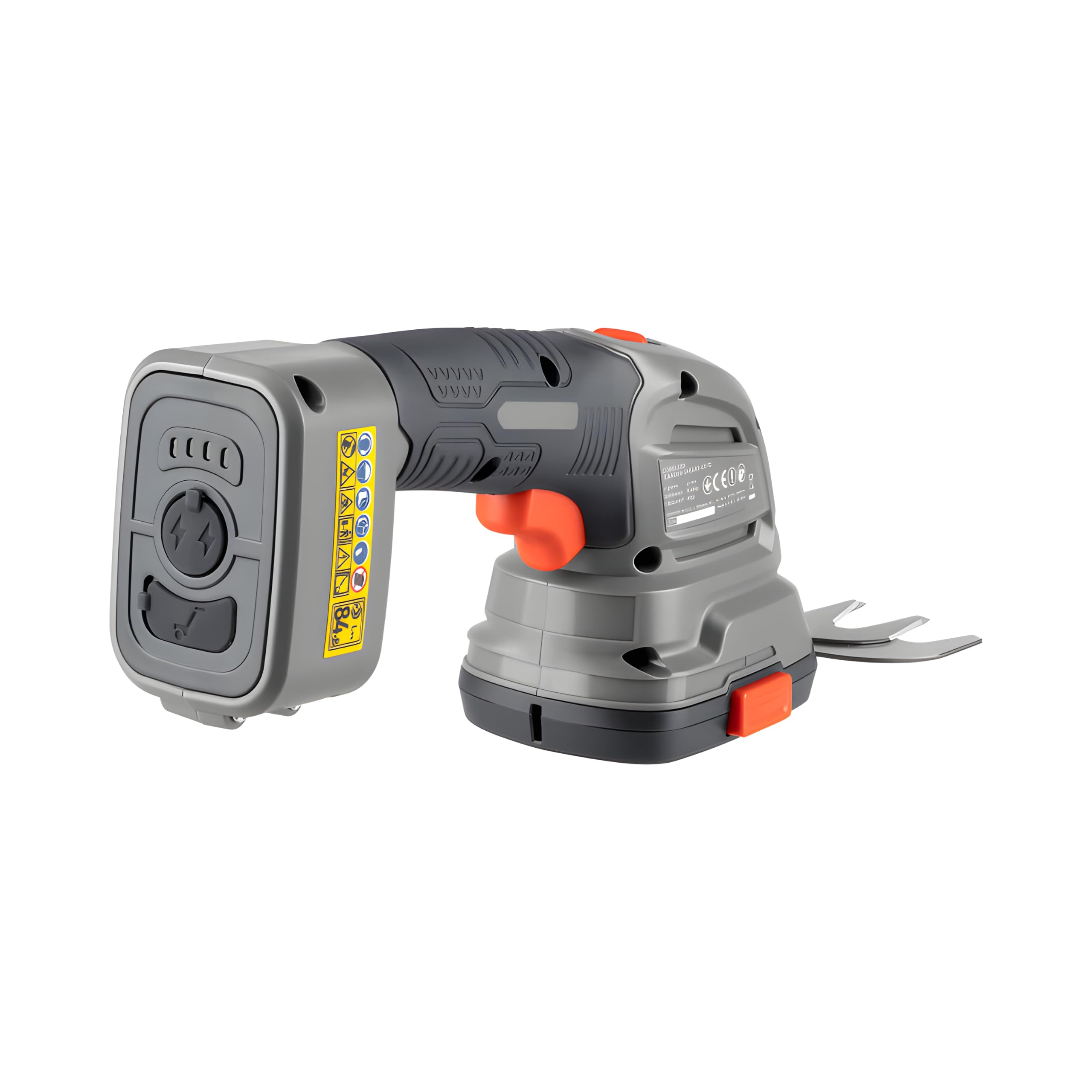 Tijeras de Jardín Inalámbricas GS-72 con Batería de 7,2V Li-Ion y 2 Cabezales Intercambiables - Cortacésped y Cortasetos sin Herramientas a 1300 RPM con Fundas Protectoras Incluidas - por Dnipro-M