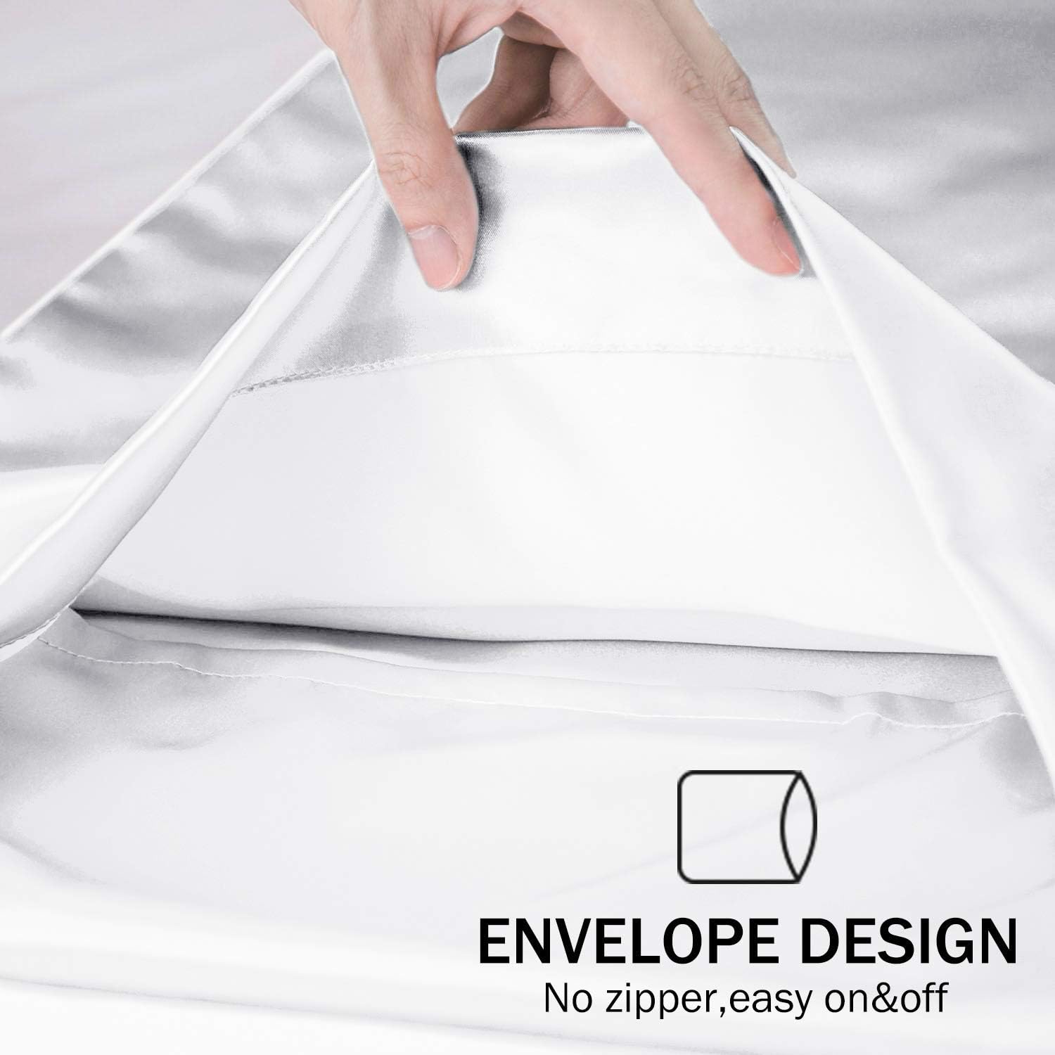 Duerer 2 Pack Satin Pillowcases Cool and Easy to Wash for Hair and Skin with Envelope Closure(20"x26",White)