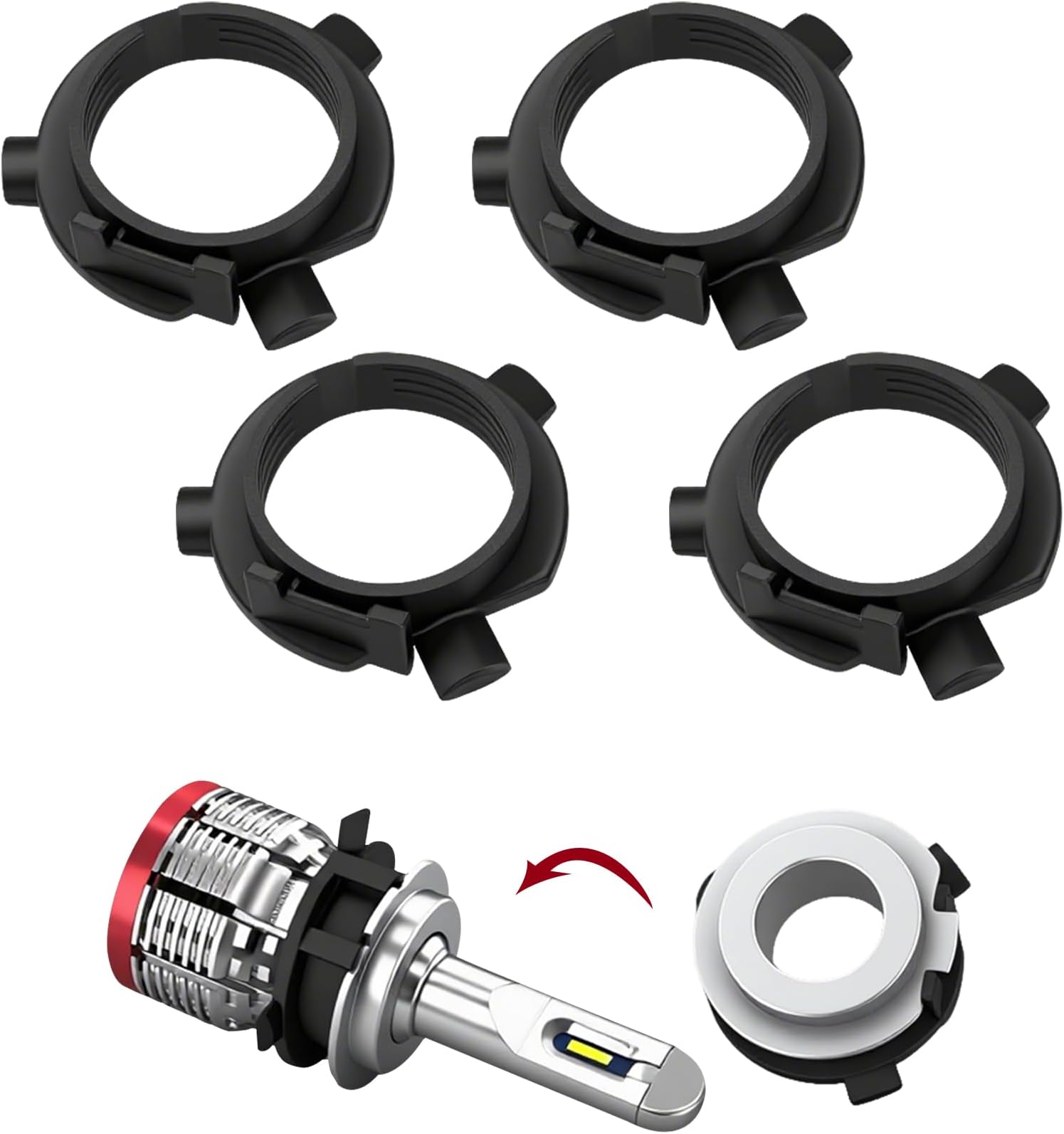 4PCS H7 LED Bulb Retainers Adapter Holder, LED Bulb Adapter, Car Accessories LED Bulb Clips Holder Socket Adapter for KIA K3 K4 K5 Sorento SportageR Coupe Grand Santa Fe Hyundai Sonata9