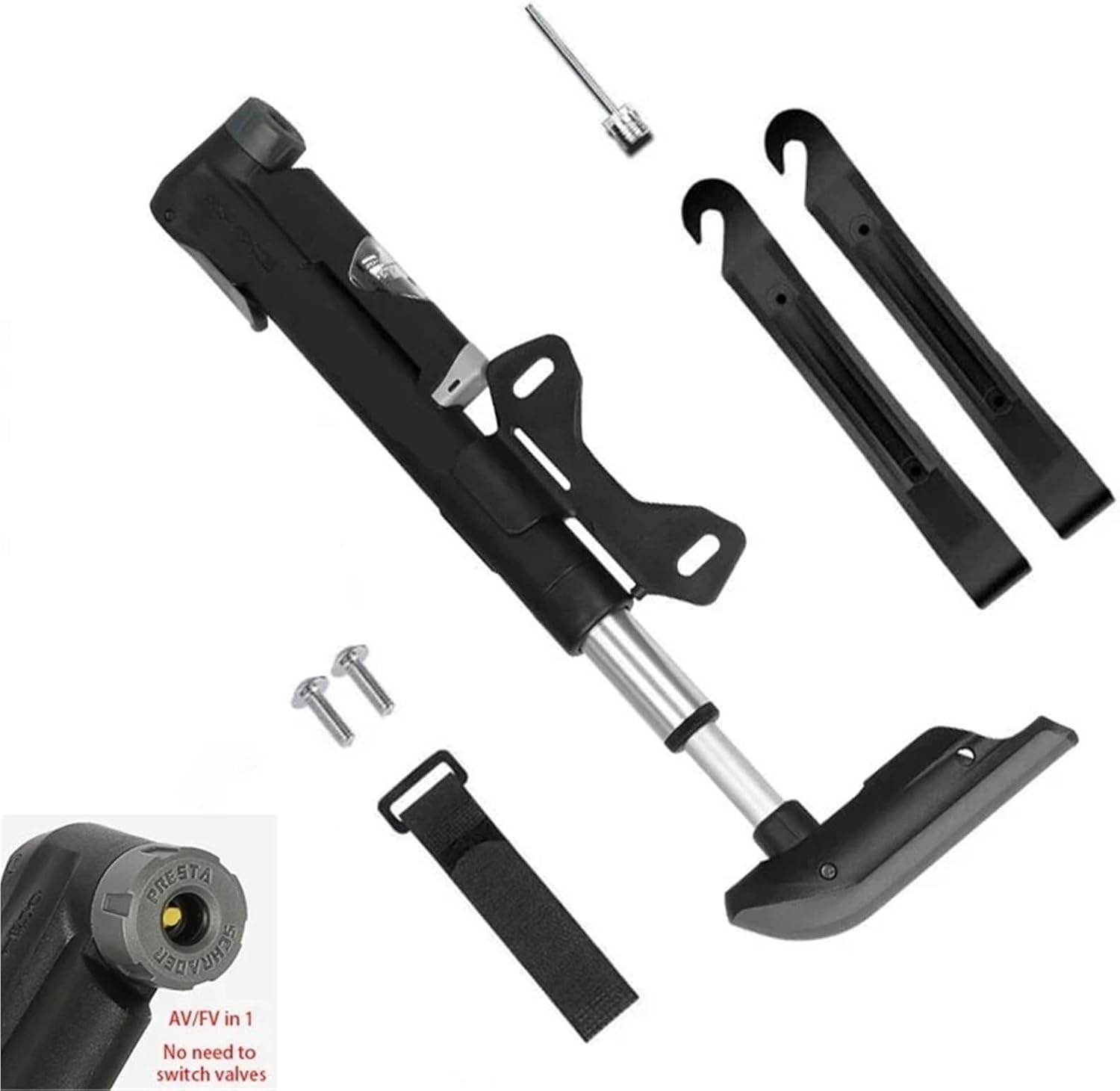 Mini Hand Pump GP-04s/41s/61s Bicycle Air Pump Ball Toy Tire Inflator Schrader/Presta Valve Portable Road Bike Pump(GP-63CP Smart)