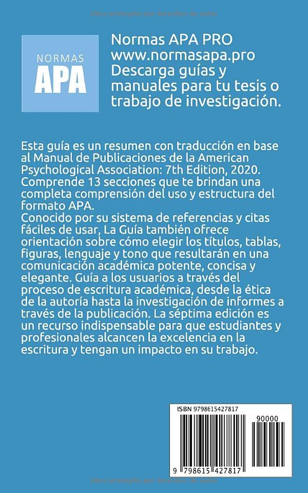 Miniatura 2 de Resumen de Normas APA, Séptima Edición Todo lo que necesitas para convertirte en un experto de APA (Traducción) (Spanish Edition)