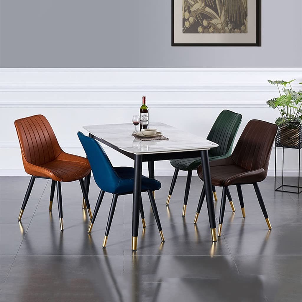 Set di 6 eleganti sgabelli da cucina/Esszimmer con gambe in metallo, cuscini e schienale in PU (arancione, nero, oro, piedi)