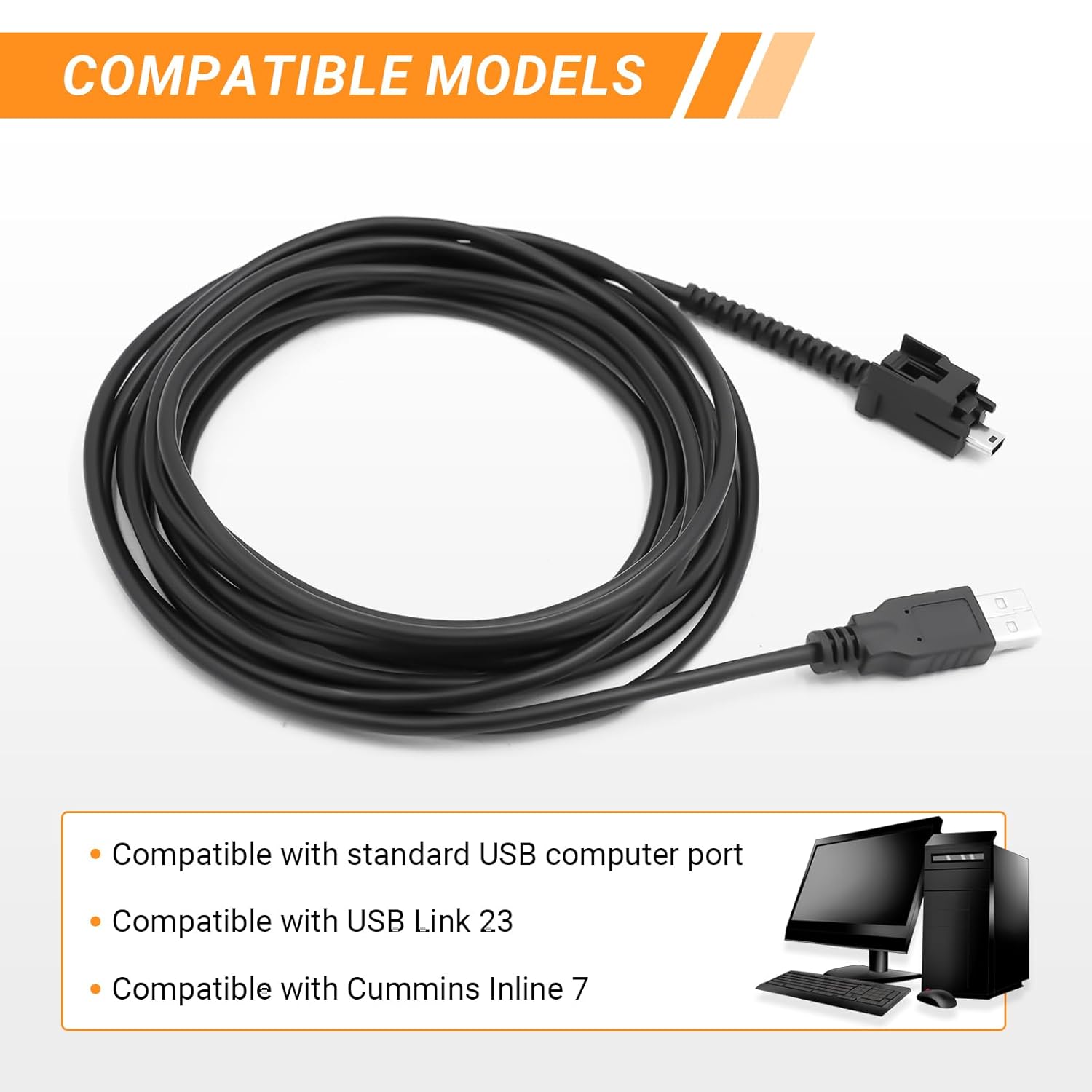 404032 USB Replacement Cable for Nexiq Link 2 USB Link 3 Cummins Inline 7, Compatible with Standard Computer Port