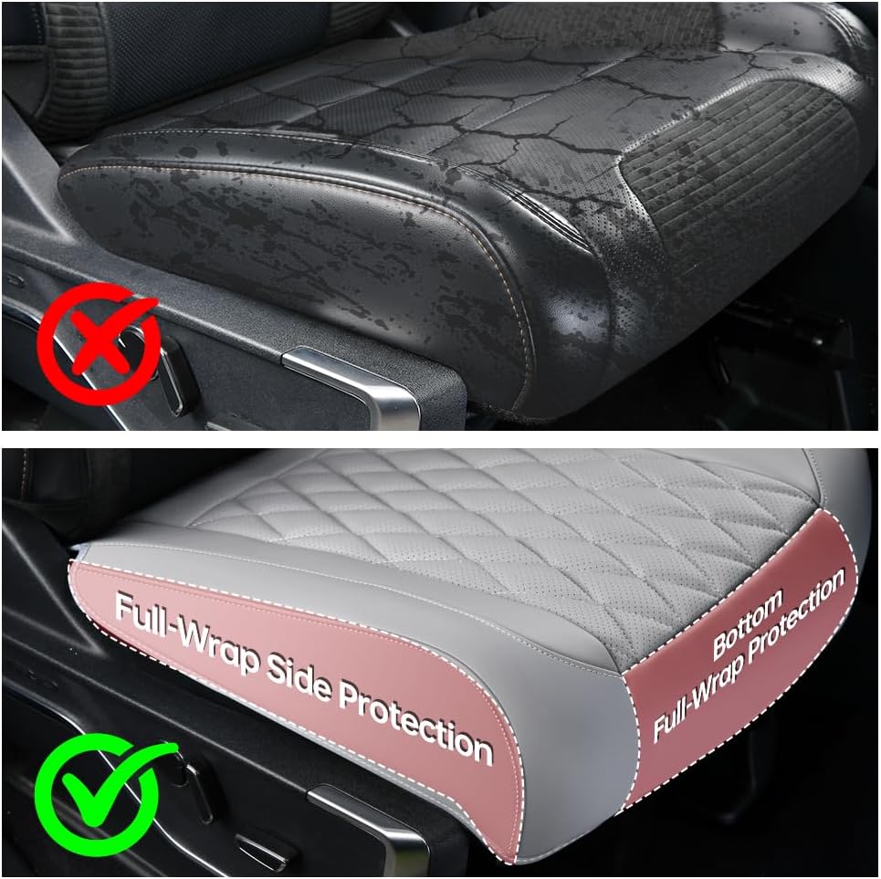 1P Front Bottom Car seat Cover Non-Slip Full-Wrap Protection Wear-Resistant Leather, Stain Water Resistant, Odorless Matches The Original Vehicle Style Sedan SUV Truck Fits 90% of Vehicles